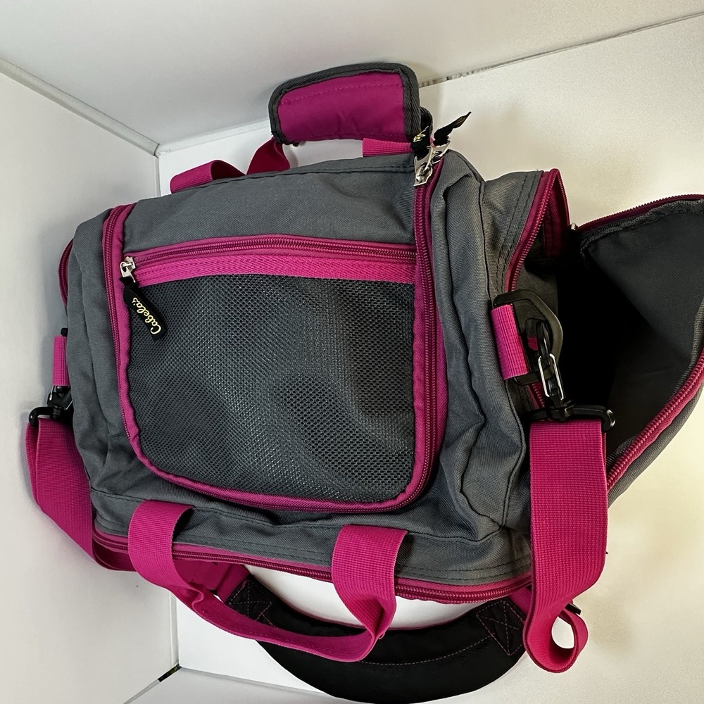 Cabela's‎ Pink Gray Duffle Bag 12" x 8" x 8" Gym Bag Padded Shoulder Strap EUC - Picture 6 of 8